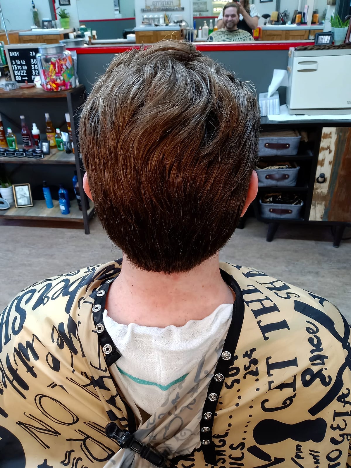 Back view of a pixie cut